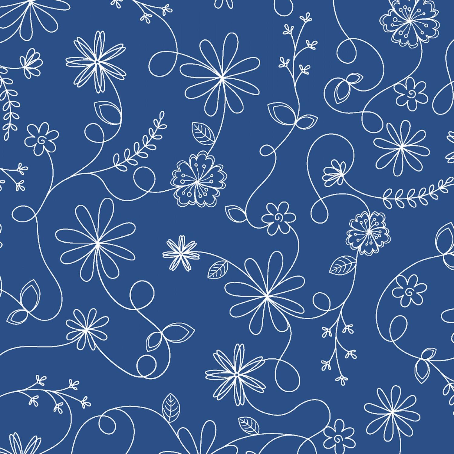 Kimberbell Basic - Blue - Swirl Floral - 8261-B