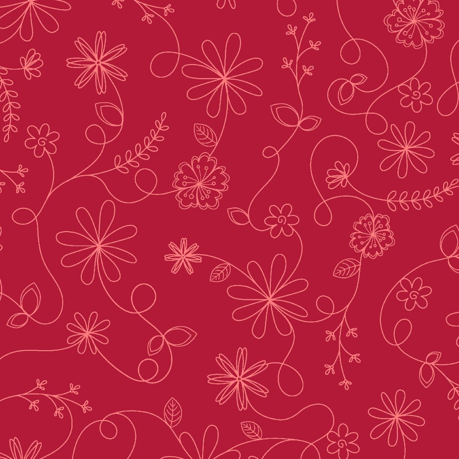 Kimberbell Basic - Red - Swirl Floral - 8261-R