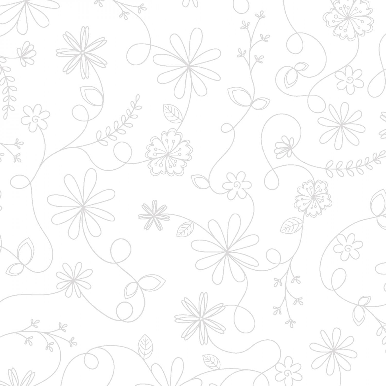 Kimberbell Basic - White On White - Swirl Floral - 8261-WW