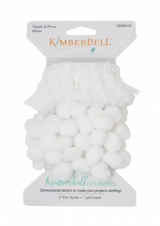 Kimberbellishments Tassels & Poms Trim White # KDKB131