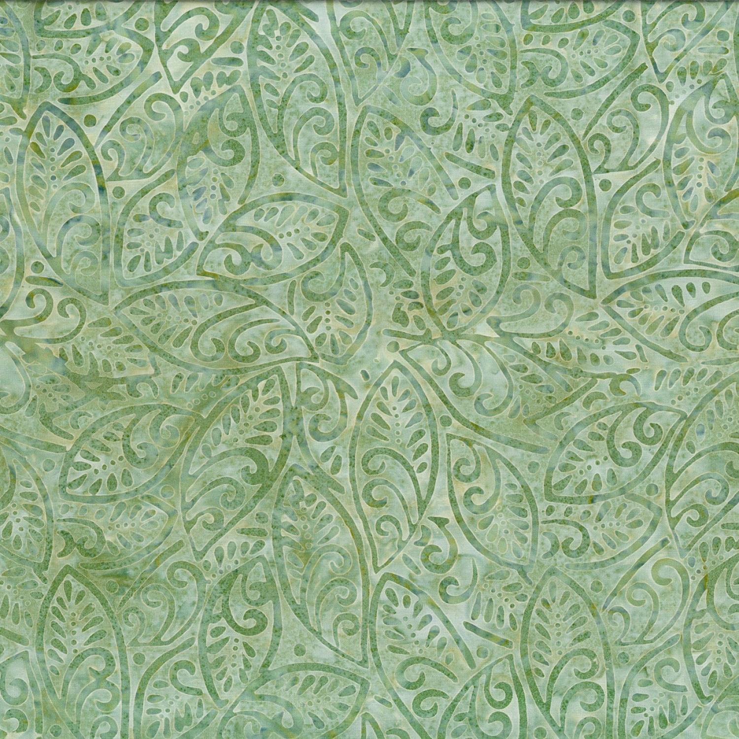 Lakeside - Green Large Leaves Batik # 22221-771