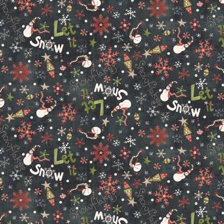 Let It Snow Flannel - Black - F2878-99