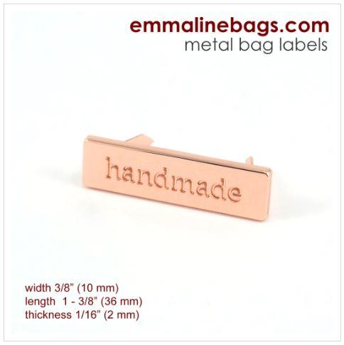 Metal Bag Label: "handmade" - EBLBL-1CP