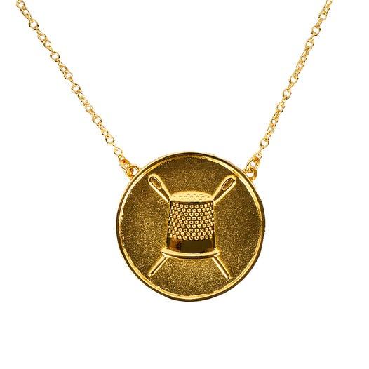 Necklace - Thimble Coin - Gold - QN1004G