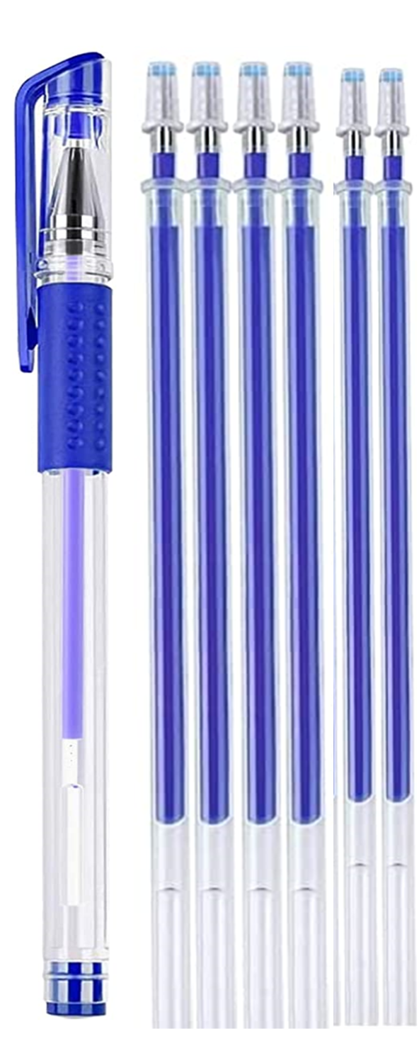 Pen, Heat Erasable - package (1 pen and 6 refills) - Blue