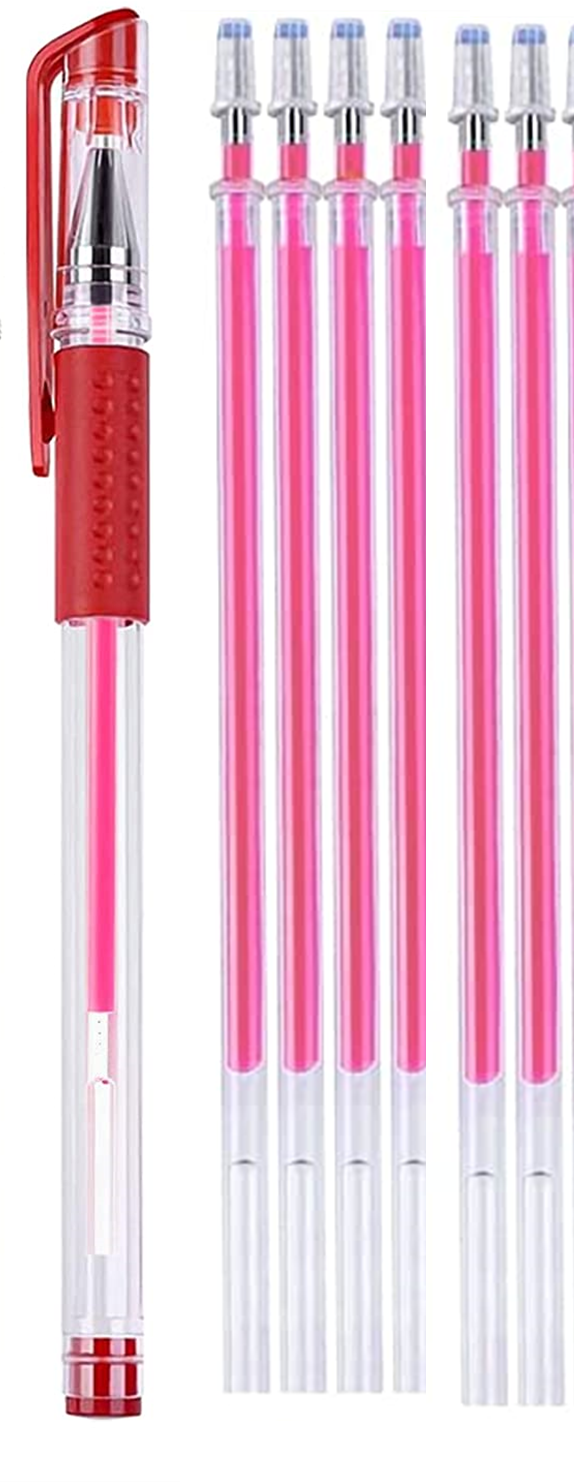 Pen, Heat Erasable - package (1 pen and 6 refills) - Red