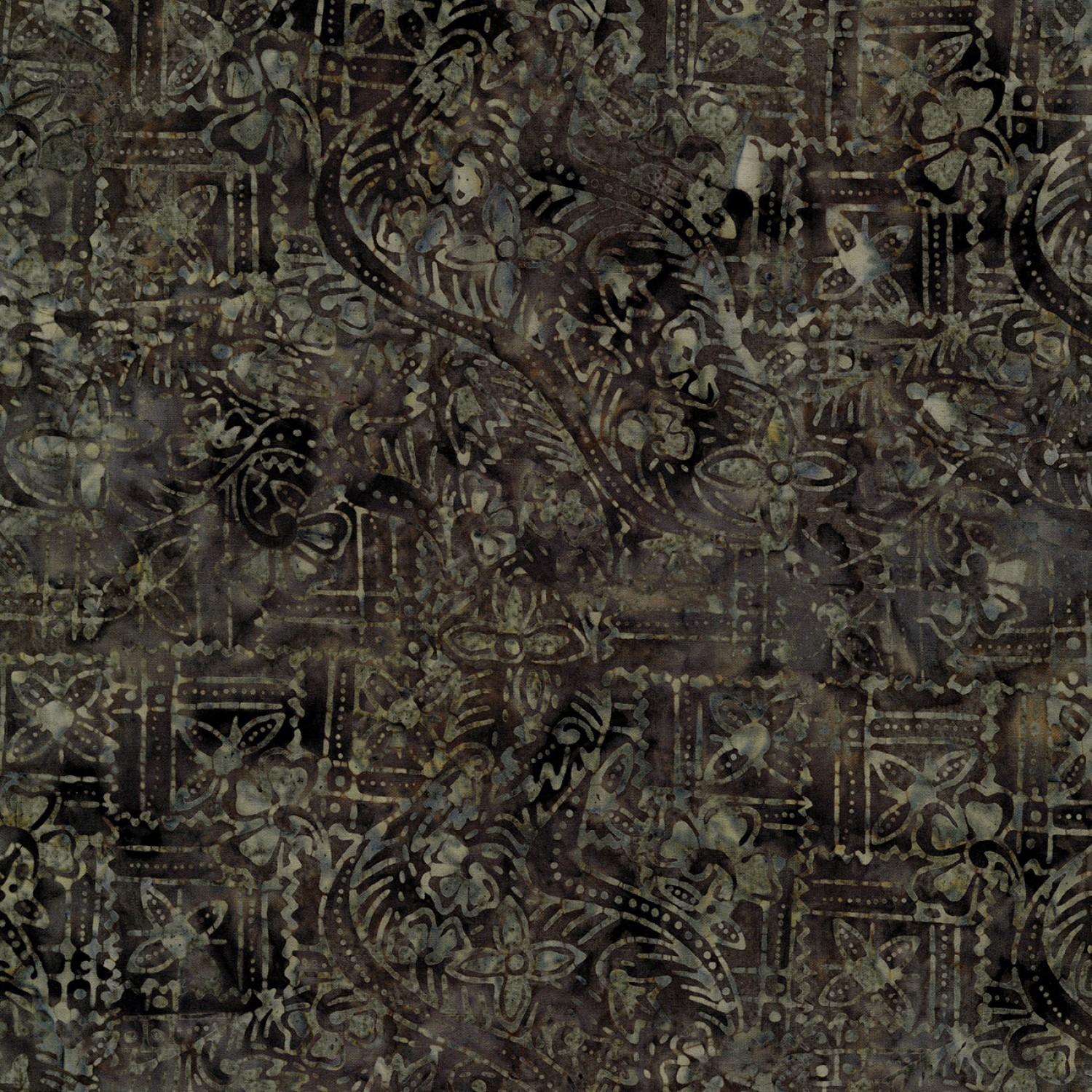 Plum Fusion - Earth Weaved Floral Tiles Batik # B8380-EARTH