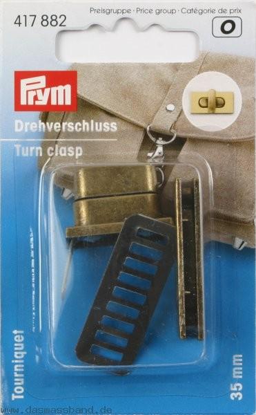 Prym Turn Clasp for Bags/Purses, Retangle, Antique Brass - 35mm - 417882*