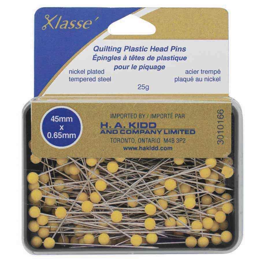 Quilting Plastic Head Pins Yellow 165pcs - 45mm (13⁄4″) 3010166