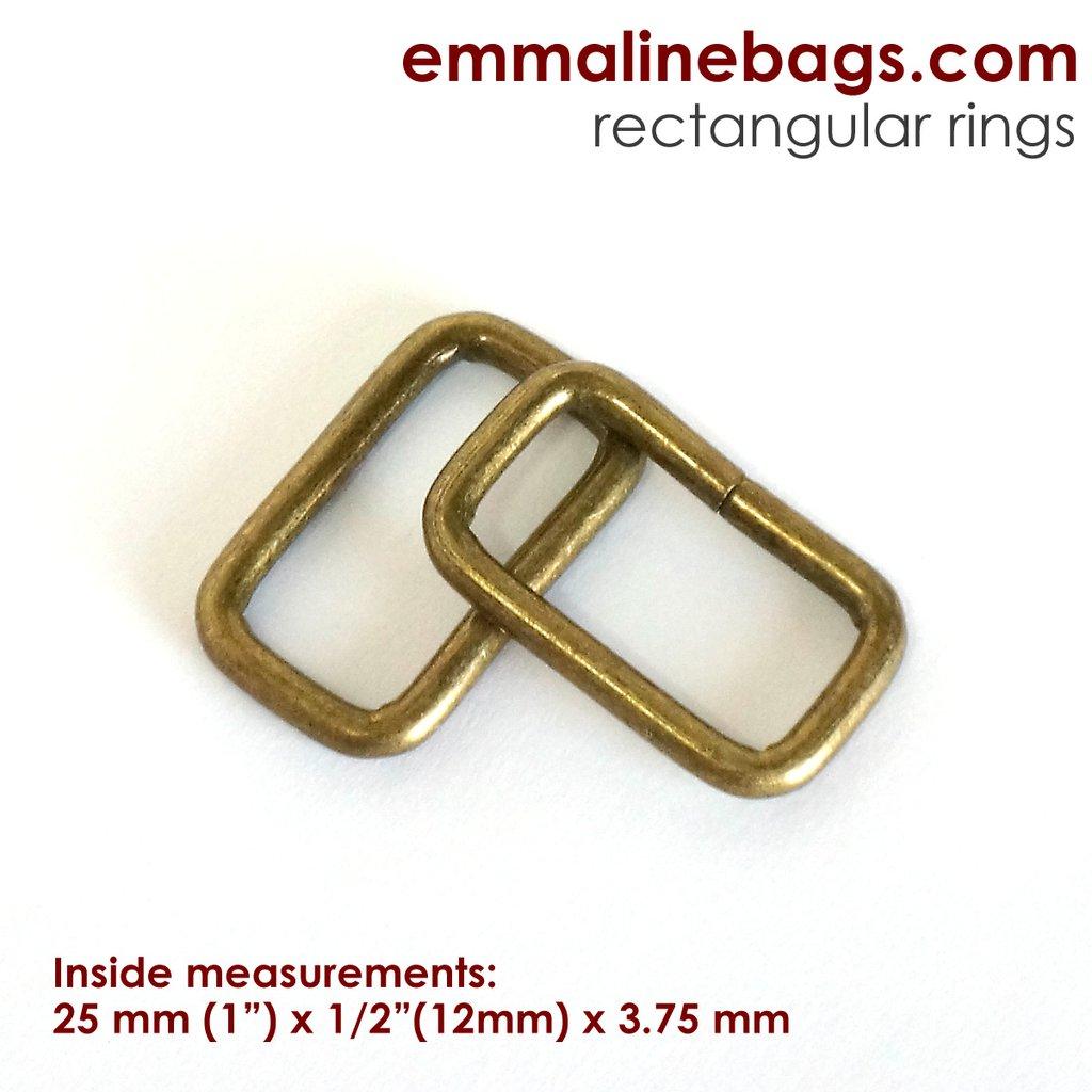 Rectange Rings - Antique Brass  1" - REC-WIRE-25MM-AB/4