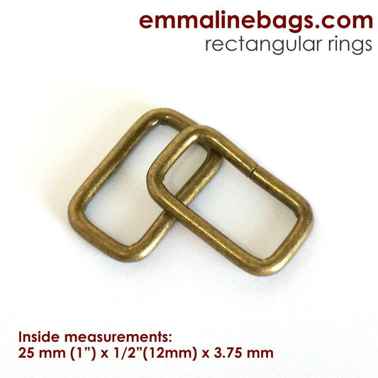 Rectange Rings - Antique Brass  1" - REC-WIRE-25MM-AB/4