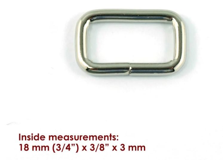Rectangle Rings - 3/4" - Nickel - REC-WIRE18MM-NL/4