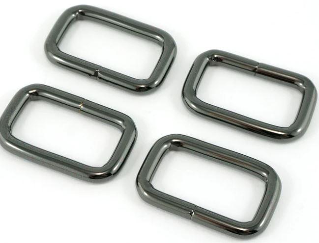 Rectangular Rings: 25mm (1") - Gunmetal - 4 pack