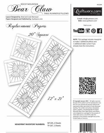 Rocky Mountain Bear Claw Table Runner and Pillows Extra Foundation Set # JNQ188E