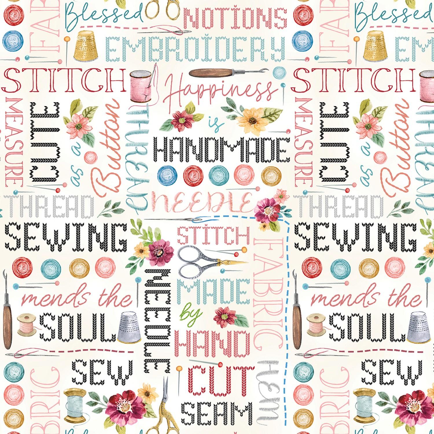 Sew In Love - Sew Wordy  - Cream - 14294-07