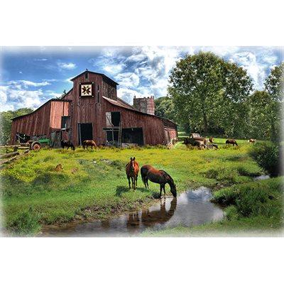 Sun Up to Sun Down Panel Red Barn Digital - 25070-83