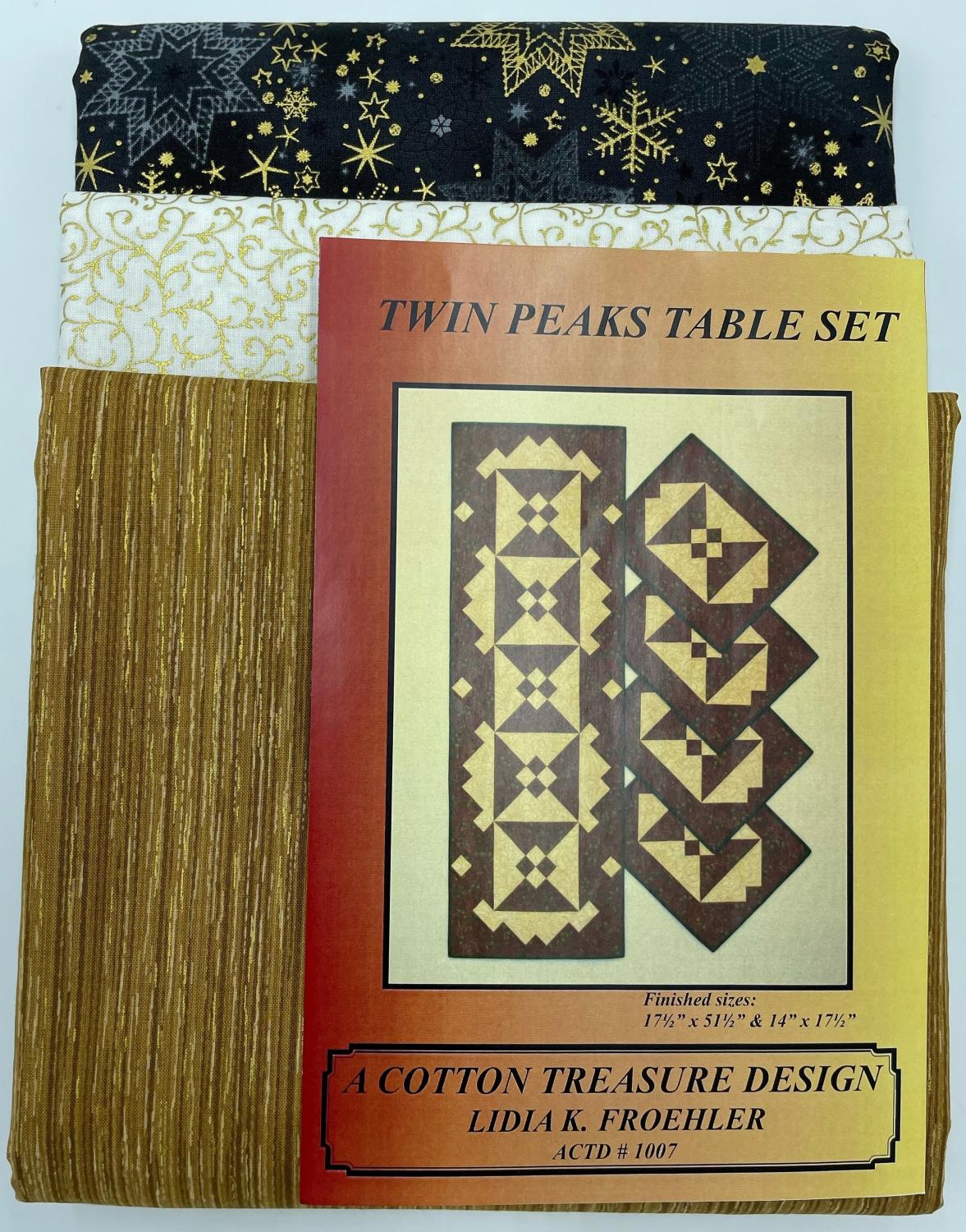 Twin Peaks - Black/Gold - 4 Placemats & 1 Runner