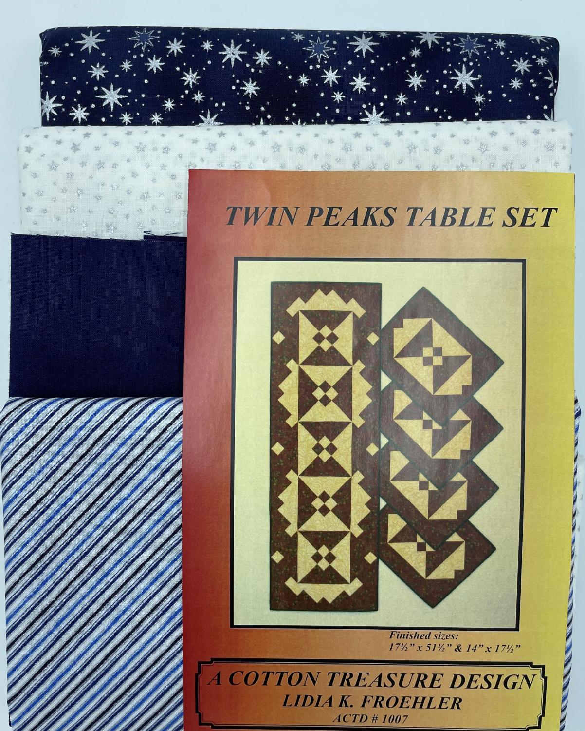 Twin Peaks - Blue/Silver - 4 Placemats & 1 Runner