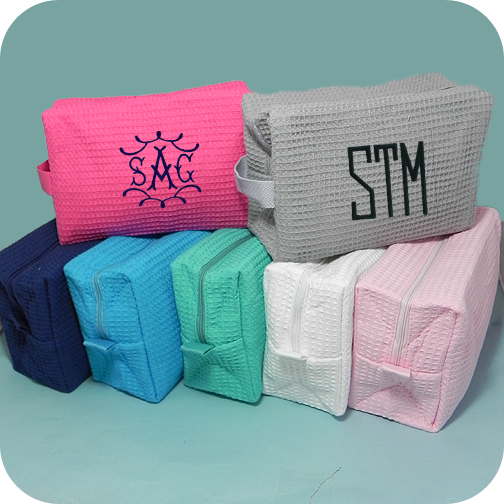 Waffle Weave Cosmetic Bag - White