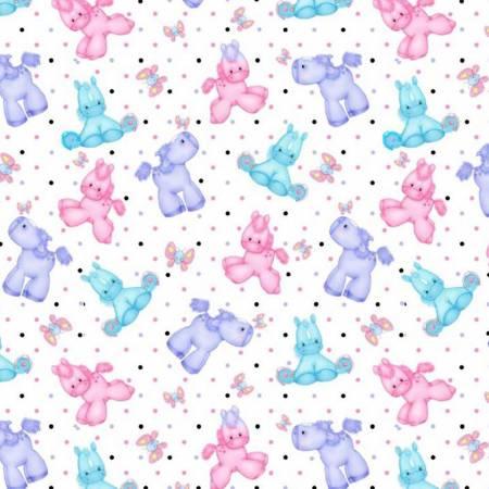 White Ponies & Butterflies Comfy Flannel # N0856AE-012