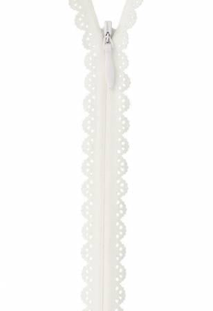 Zipper Lace 40cm, 19mm wide, white # 1935-40-501
