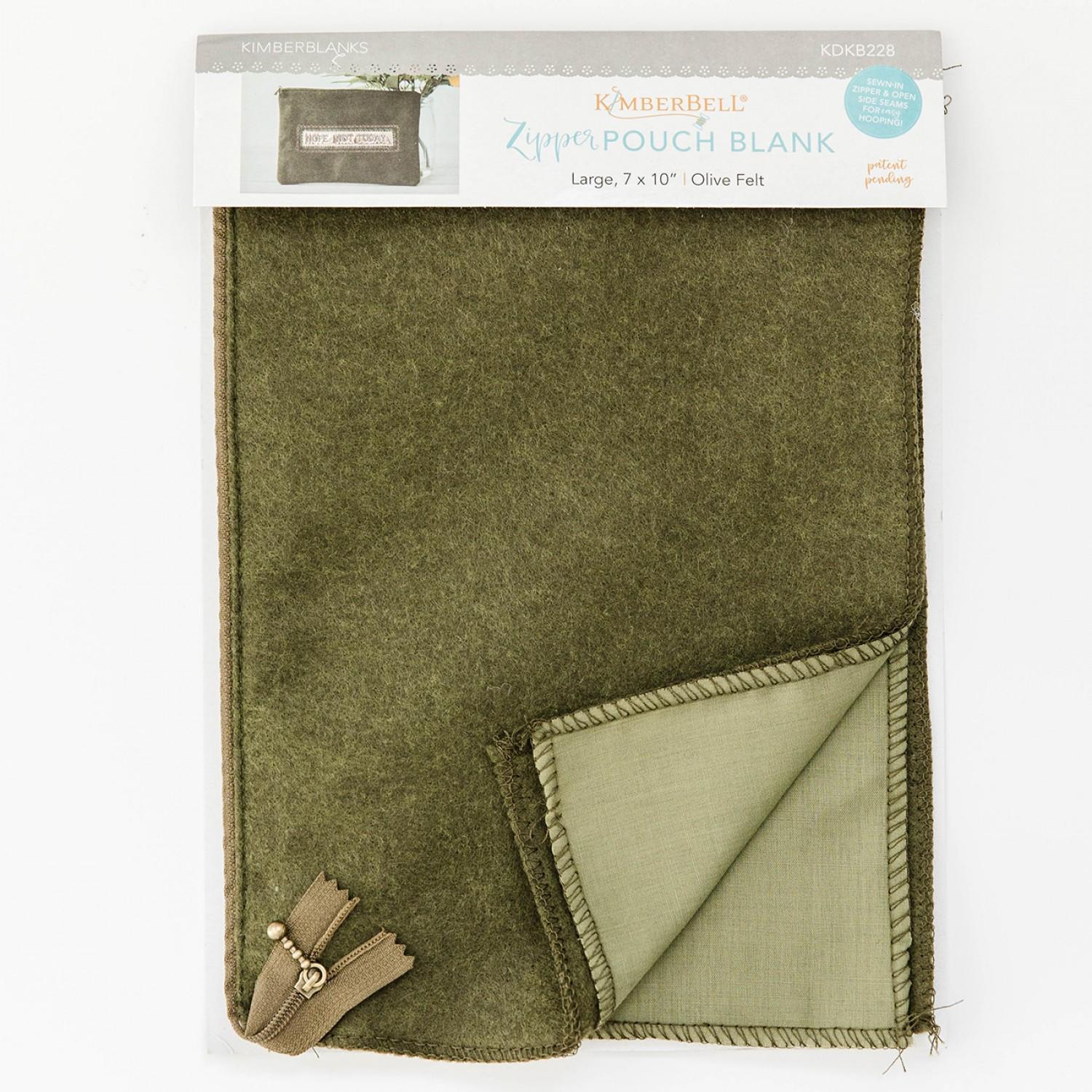 Zipper Pouch Blank Olive Felt Large # KDKB228 - SPECIAL ORDER