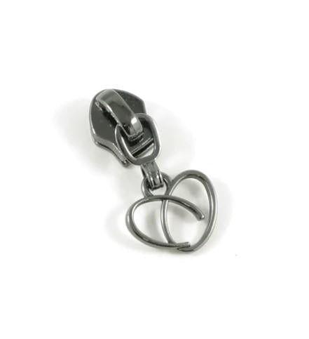 Zipper Slider W/Pulls -Gunmeta Heart Drop  - #5 - 10 Pack - EBSP5-4GM