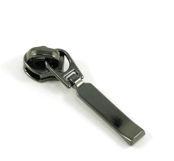 Zipper Slider W/Pulls -Gunmeta Rectanglel Drop  - #5 - 10 Pack - EBSP5-1GM