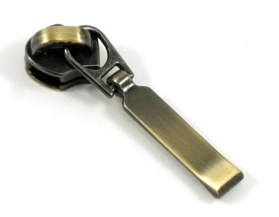 Zipper Slider W/Pulls - Antique Brass Rectangle  - #5 - 10 Pack - EBSP5-1AB