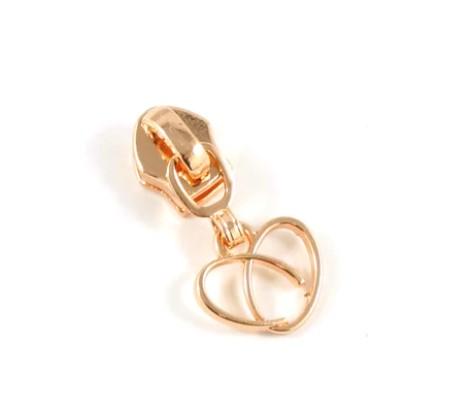 Zipper Slider WPulls - Copper Rose Gold Heart  Drop  - 5 - 10 Pack - EBSP5-4CP