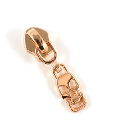 Zipper Slider WPulls - Copper Rose Gold Skull  Drop  - 5 - 10 Pack - EBSP5-2CP