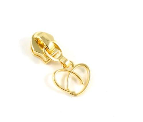 Zipper Slider W/Pulls - Gold Heart Drop  - #5 - 10 Pack - EBSP5-4GO