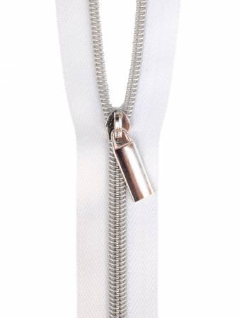 Zippers By The Yard - White w/Silver Teeth - ZBY5C1