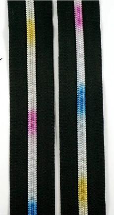 Zippers by the Yard - Size #5 - Black/ Rainbow  Coil - No Pulls - EBZP5-BLK3RN