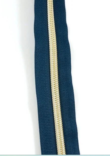 Zippers by the Yard - Size #5 - Navy/Light Gold  Coil - No Pulls - EBZP5-NVY3LTGO