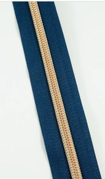 Zippers by the Yard - Size #5 - Navy/Rose Gold  Coil - No Pulls - EBZP5-NVY3RSG